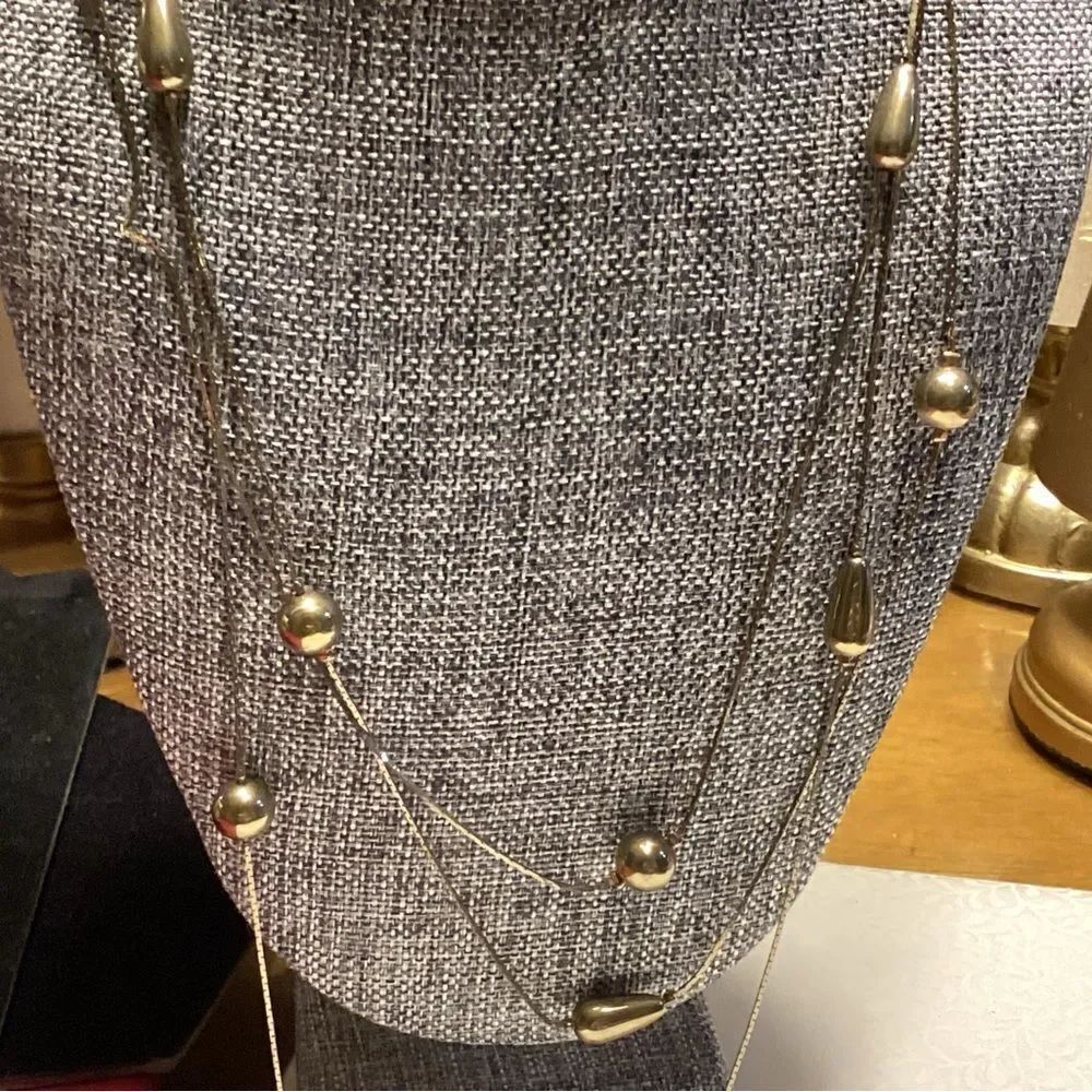 Gold Multi-Strand Bead Necklace